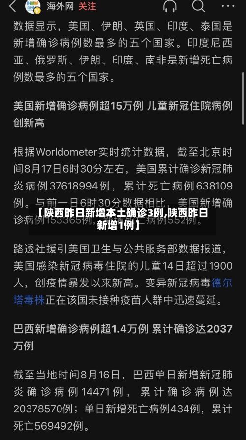 【陕西昨日新增本土确诊3例,陕西昨日新增1例】