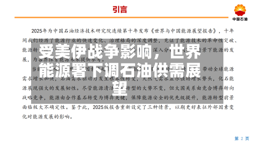 受美伊战争影响，世界能源署下调石油供需展望