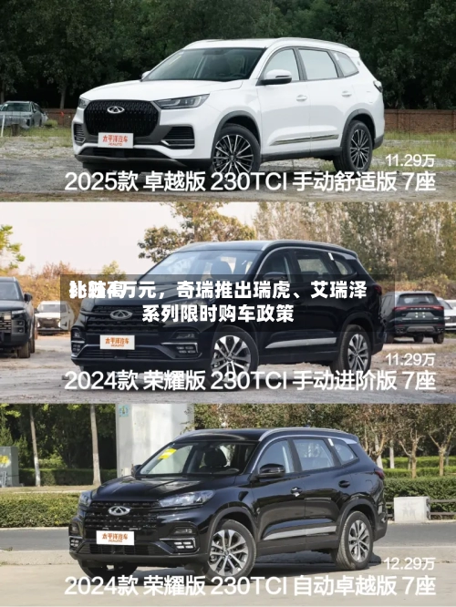 比较高补贴4万元，奇瑞推出瑞虎	、艾瑞泽系列限时购车政策-第2张图片