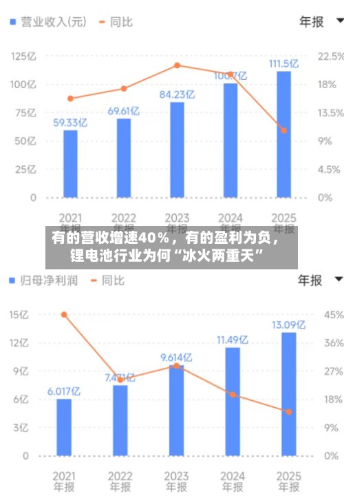 有的营收增速40％，有的盈利为负，锂电池行业为何“冰火两重天”