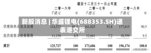 新股消息 | 华盛锂电(688353.SH)递表港交所