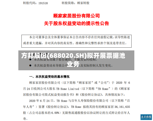 方邦股份(688020.SH)拟开展票据池业务-第1张图片