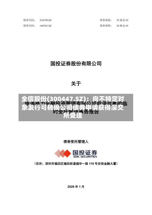 全信股份(300447.SZ)：向不特定对象发行可转换公司债券申请获得深交所受理-第1张图片