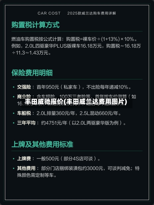 丰田威驰报价(丰田威兰达费用图片)-第1张图片