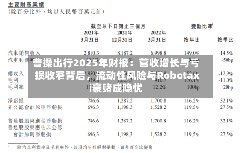 曹操出行2025年财报：营收增长与亏损收窄背后，流动性风险与Robotaxi豪赌成隐忧-第3张图片