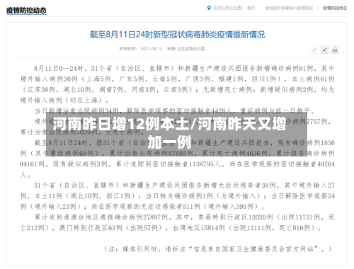 河南昨日增12例本土/河南昨天又增加一例-第1张图片