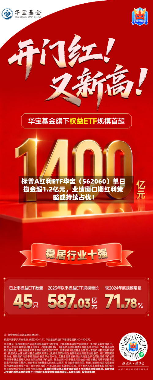 标普A红利ETF华宝（562060）单日揽金超1.2亿元，业绩窗口期红利策略或持续占优！-第2张图片