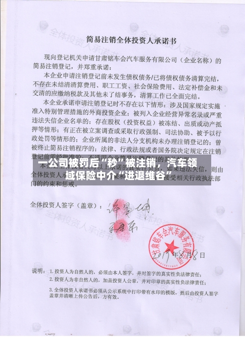 一公司被罚后“秒	”被注销	，汽车领域保险中介“进退维谷”-第2张图片